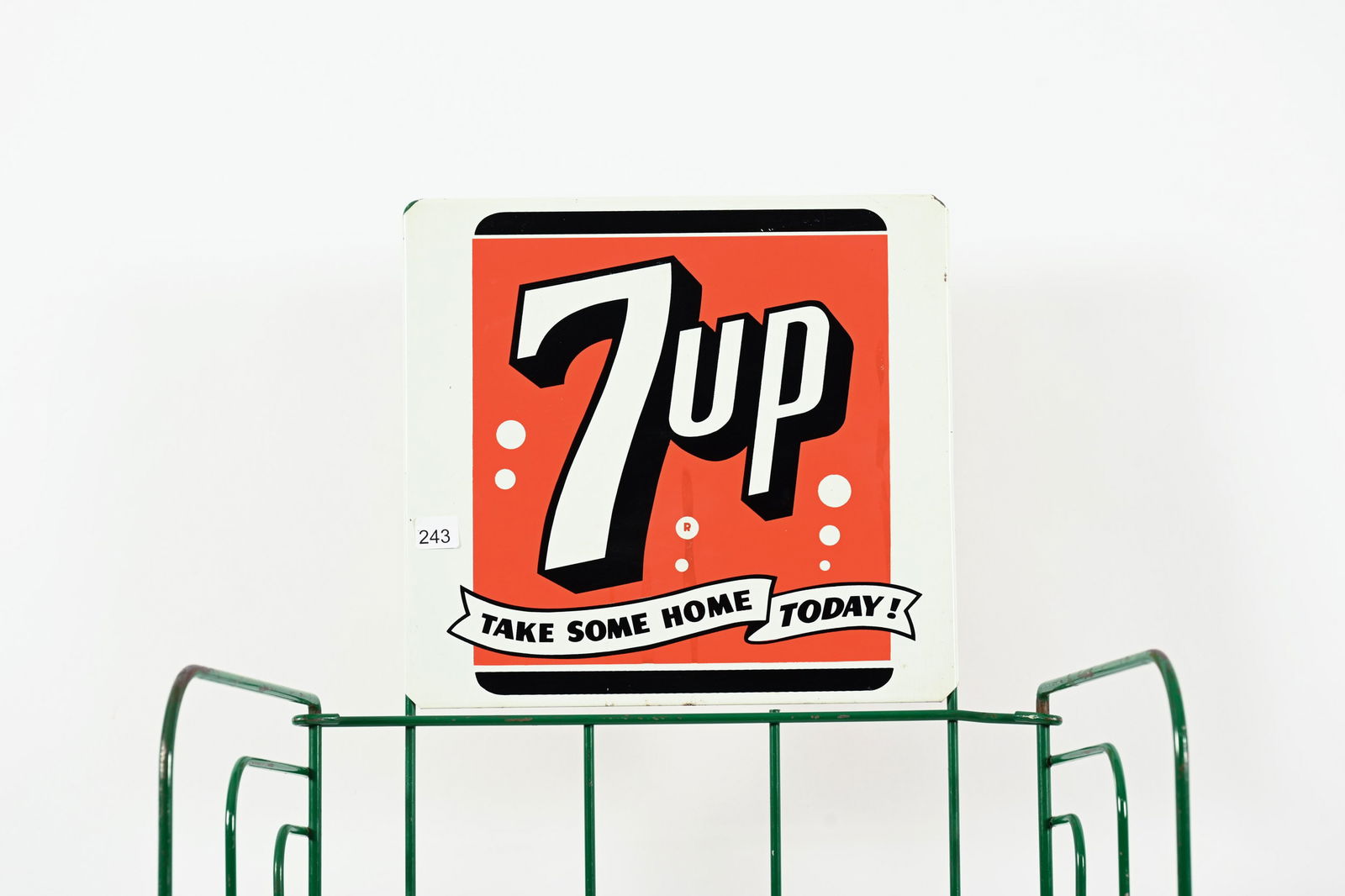 7UP "TAKE SOME HOME TODAY" WIRE BOTTLE RACK - 2