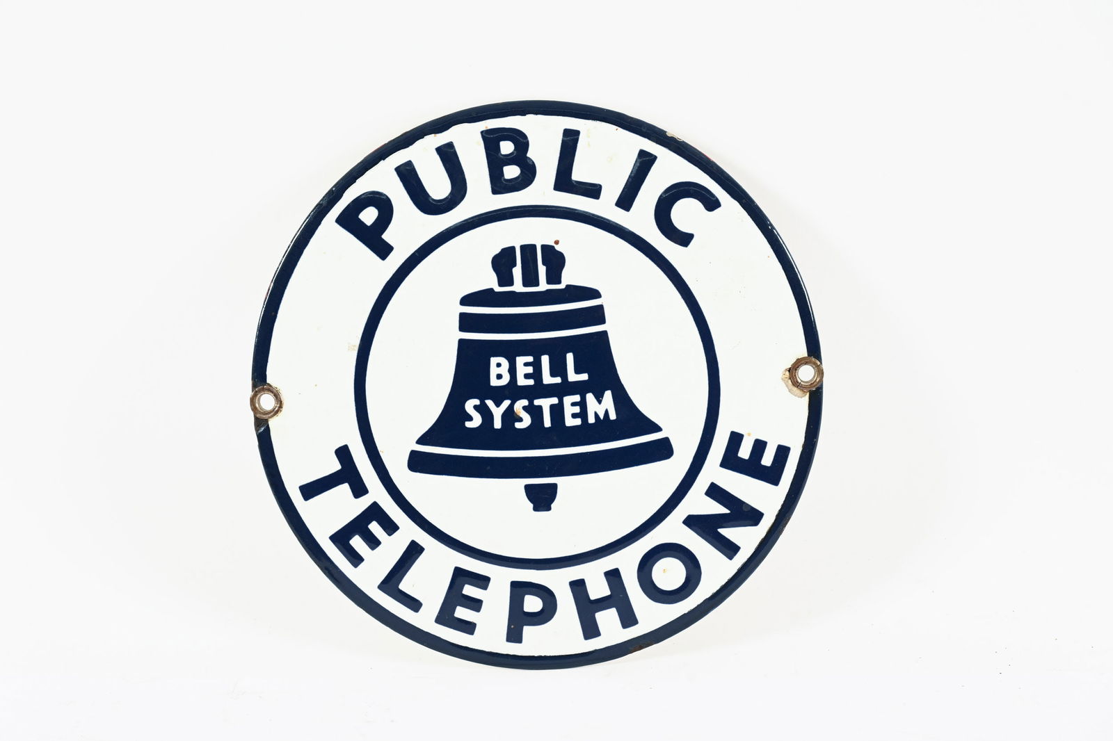 BELL SYSTEM PUBLIC TELEPHONE CONVEX PORCELAIN SIGN (1 of 3)