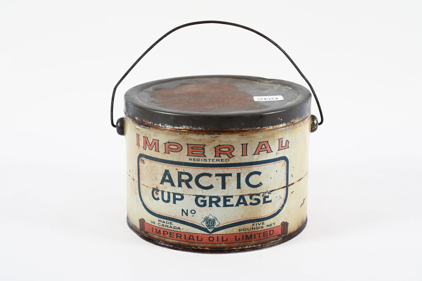 EARLY IMPERIAL ARTIC CUP GREASE FIVE POUND CAN: EARLY IMPERIAL ARTIC CUP GREASE FIVE POUND CAN IMPERIAL OIL LIMITED SHOWS WEAR, PAINT LOSS AND STAINING THROUGHOUT