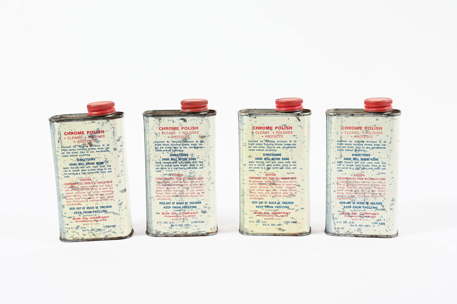 FOUR SUNOCO CHROME POLISH 8 OZ CANS - 3