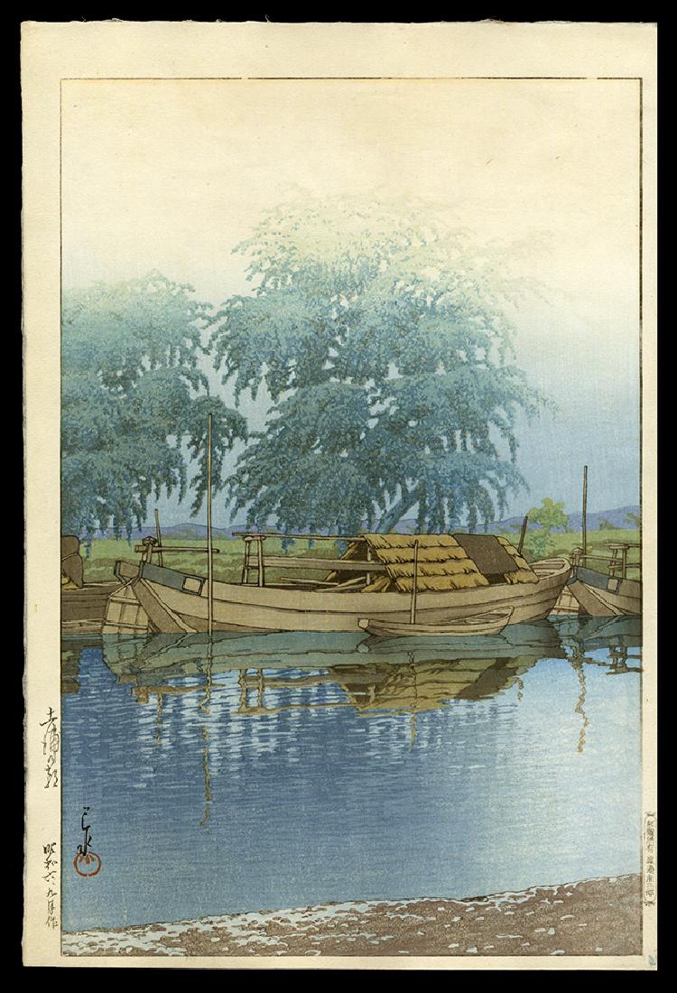 Kawase Hasui - Woodblock: Artist: Hasui, Kawase, 1883-1957 Title: Morning at Tsuchiura Date: 1931 Medium: woodblock Dimensions: 14 x 9 3/8 inches Illustrated: Hasui, pl. 253 Notes: