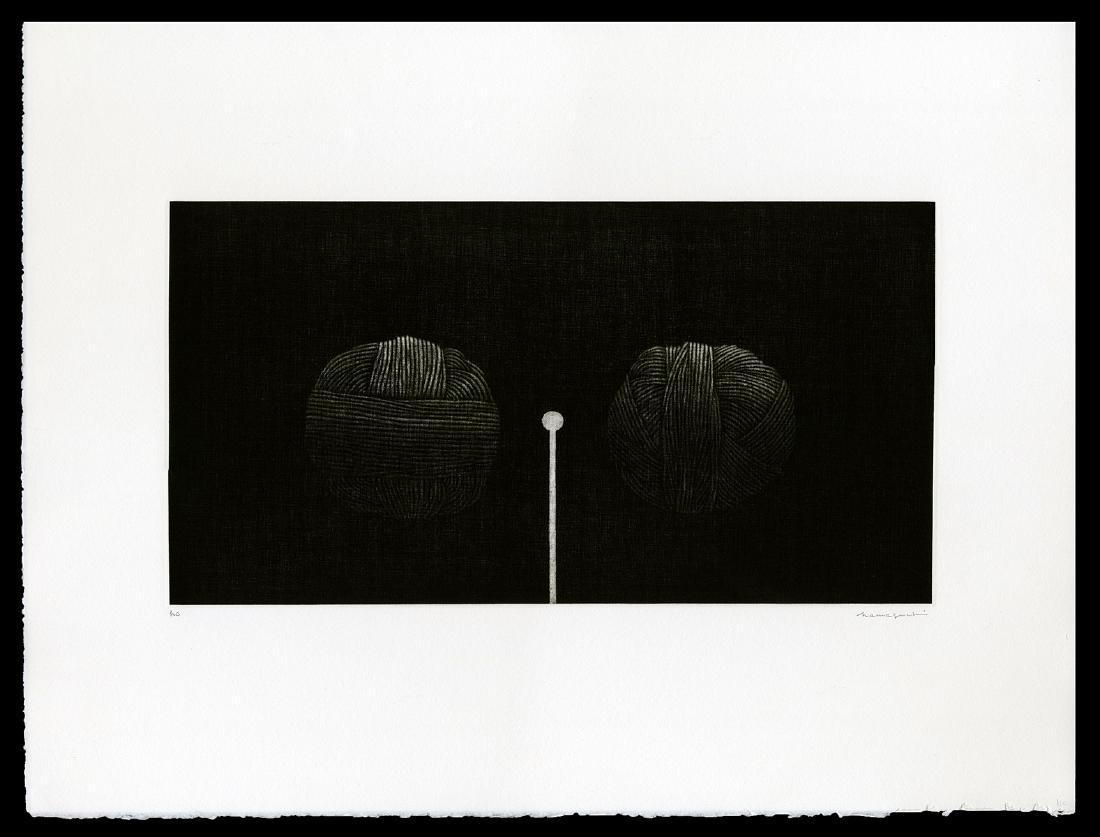 Yozo Hamaguchi - Japanese Print: Artist: Hamaguchi, Yozo, 1909-2000 Title: Almost Symmetric Edition: HC Date: 1994 Medium: mezzotint Dimensions: 10 3/8 x 19 1/2 inches Illustrated: Hamag