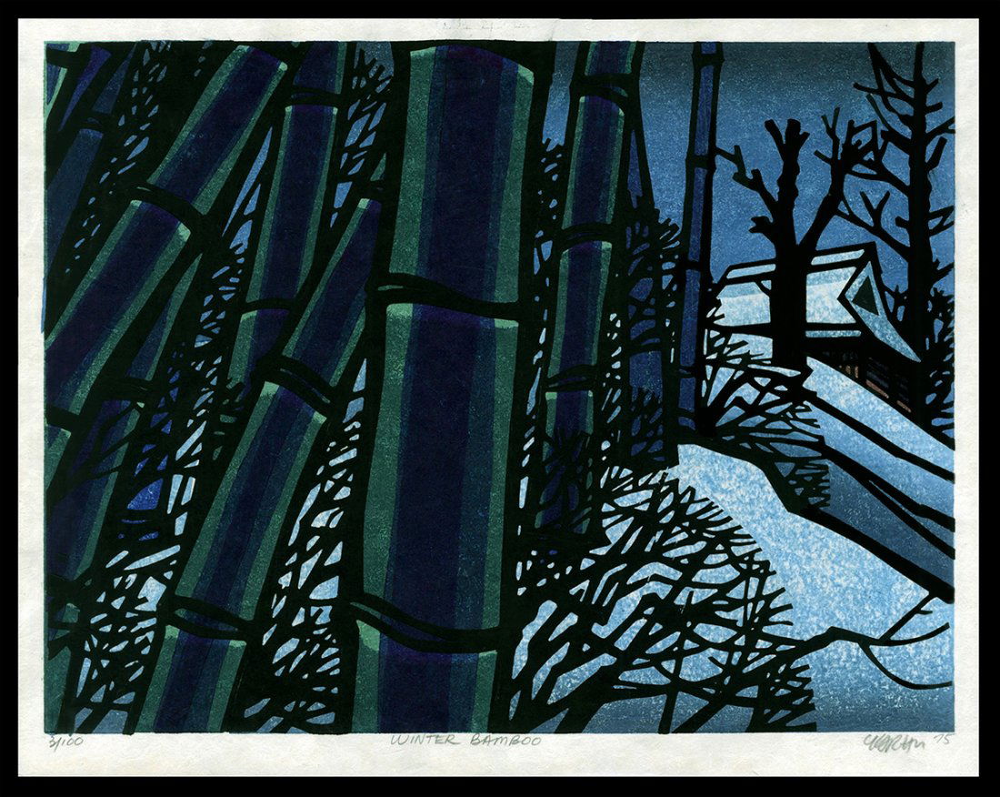 Clifton Karhu - Japanese Woodblock Print: Artist: Karhu, Clifton, 1927-2007 Title: Winter Bamboo Edition: 3/100 Date: 1975 Medium: woodblock Dimensions: 12 x 15 3/4 inches