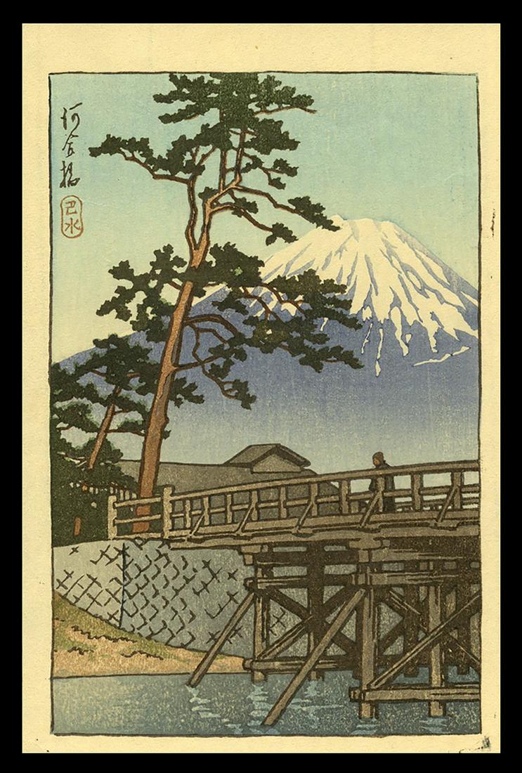 Kawase Hasui - Japanese Print: Artist: Hasui, Kawase, 1883-1957 Title: Kawai Bridge Date: undated, c. 1930s Medium: woodblock Dimensions: 6 7/8 x 4 1/2 inches Illustrated: Hasui, pl. Hp-3