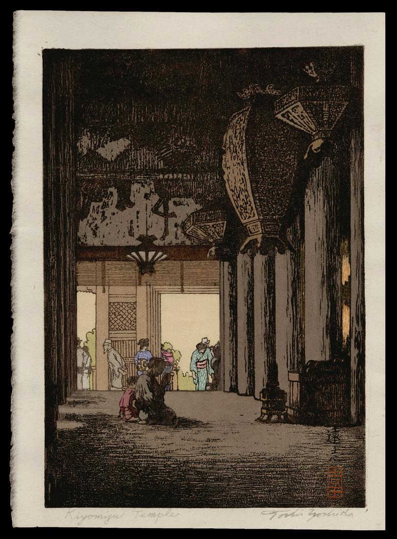 Toshi Yoshida - Japanese Print: Artist: Yoshida, Toshi, 1911-1995 Title: Kiyomizu Temple Date: 1995 Medium: woodblock Dimensions: 9 1/2 x 6 3/4 inches Notes: Posthumous printing; signed in the block;