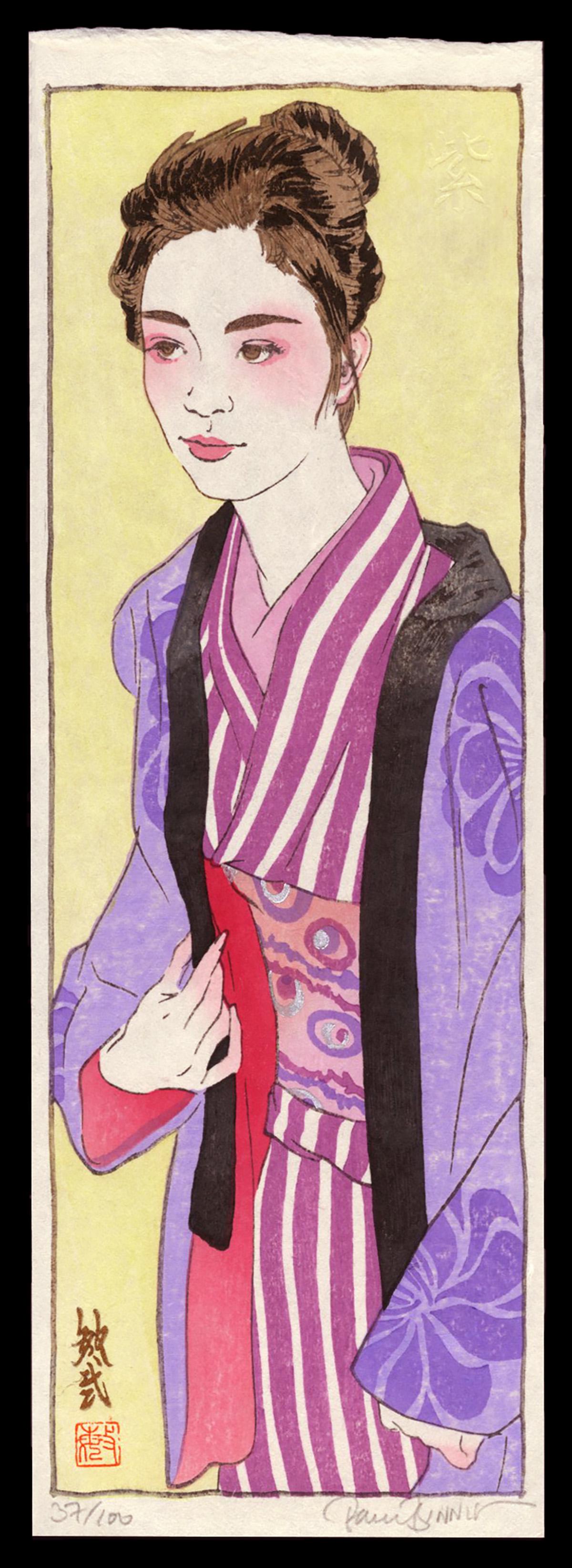 Paul Binnie Woodblock - Murasaki: Artist: Binnie, Paul, b. 1967 Title: Murasaki Edition: 37/100 Date: 2005 Medium: woodblock Dimensions: 12 1/8 x 4 inches