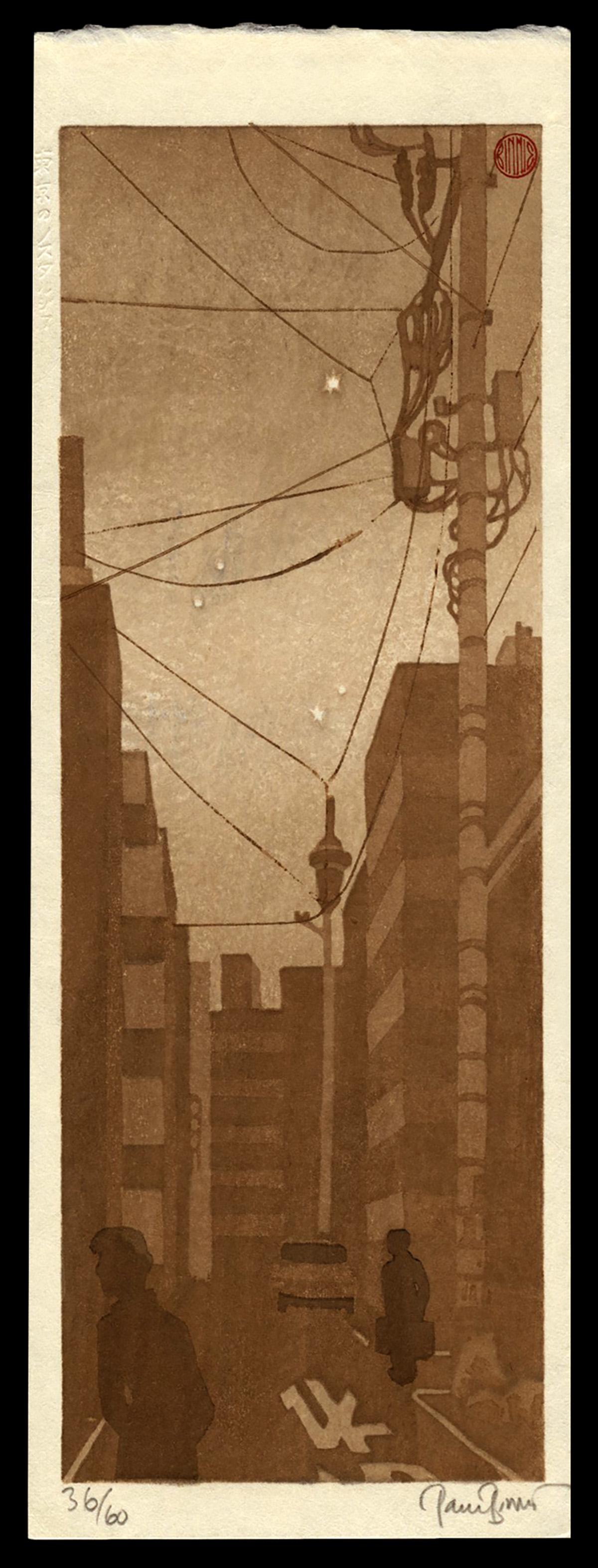 Paul Binnie Woodblock - Tokyo Nostalgia: Artist: Binnie, Paul, b. 1967 Title: Tokyo Nostalgia Edition: 36/60 Date: 2016 Medium: woodblock Dimensions: 11 5/8 x 4 1/8 inches