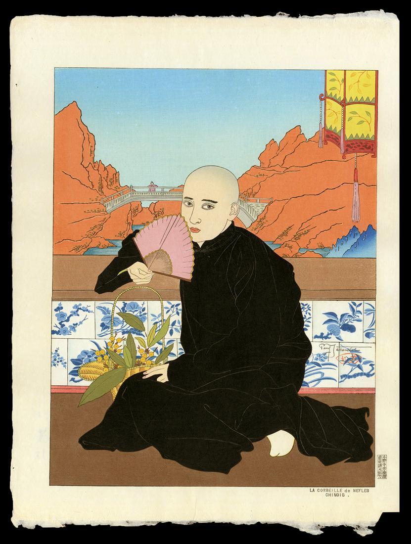 Paul Jacoulet Woodblock - La Corbeille de Nefles: Artist: Jacoulet, Paul, 1902-1960 Title: La Corbeille de Nefles. Chinois Edition: PJ Seal Date: 1950 Medium: woodblock Dimensions: 15 3/8 x 11 3/4 inches Ill