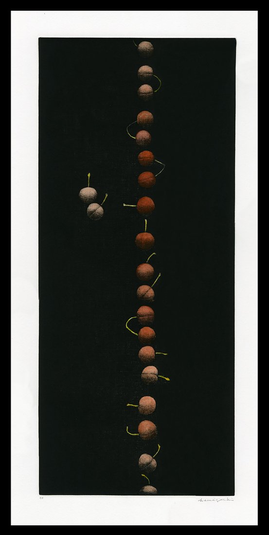Yozo Hamaguchi Mezzotint - Twenty-Two Cherries: Artist: Hamaguchi, Yozo, 1909-2000 Title: Twenty-Two Cherries Edition: tc Date: 1988-91 Medium: mezzotint Dimensions: 21 1/2 x 9 3/8 inches Illustrated: