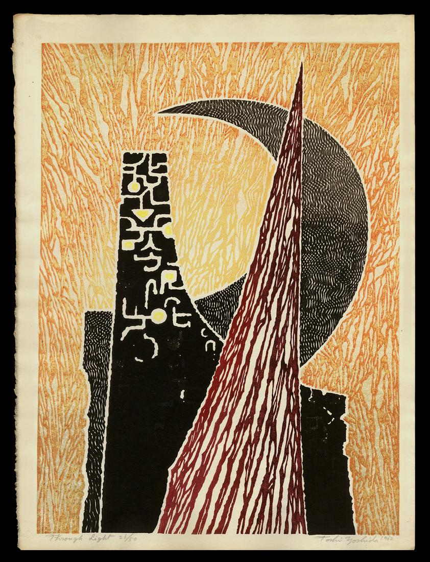 Toshi Yoshida Woodblock - Through Light: Artist: Yoshida, Toshi, 1911-1995 Title: Through Light Edition: 26/50 Date: 1962 Medium: woodblock Dimensions: 19 3/4 x 14 3/8 inches Notes: Pencil signa