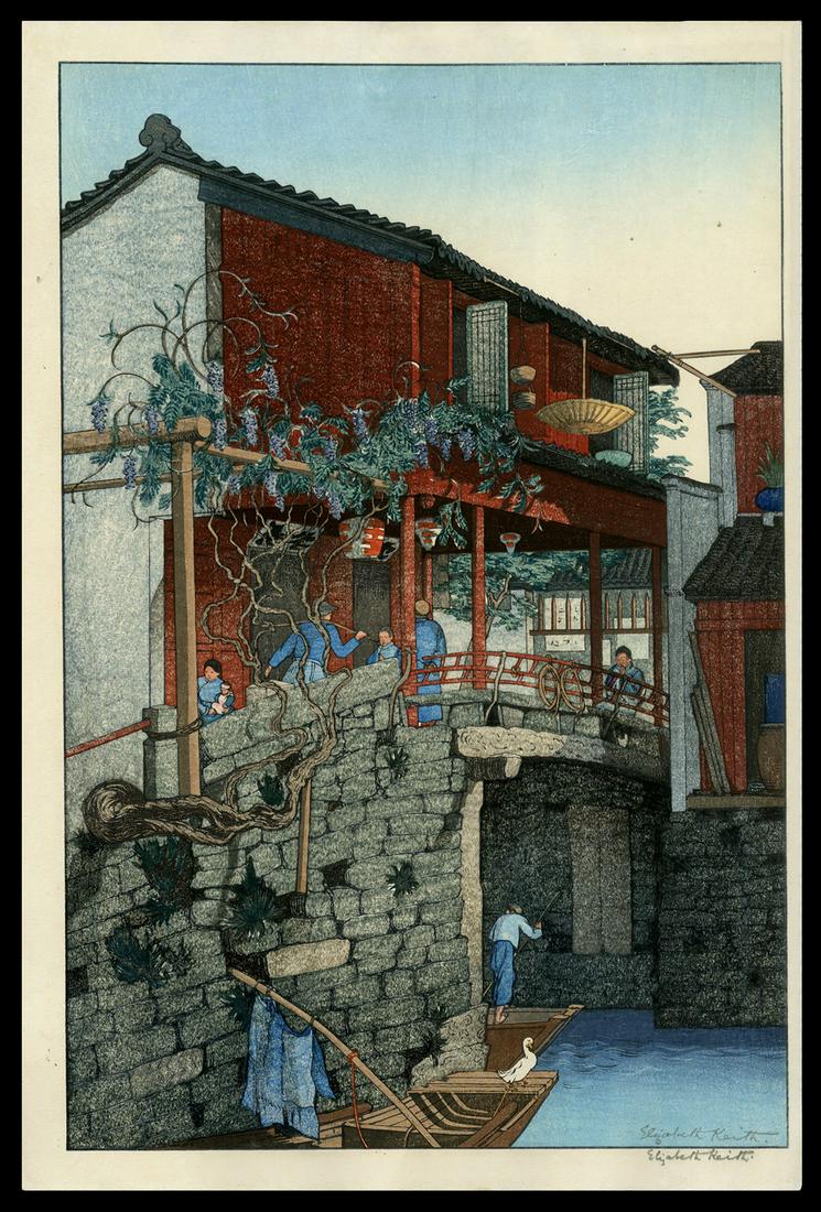 Elizabeth Keith Woodblock - Wisteria Bridge, China: Artist: Keith, Elizabeth, 1887-1956 Title: Wisteria Bridge, China Date: 1925 Medium: woodblock Image Size: 14 3/4 x 9 7/8 inches Illustrated: Keith pl. 25 No