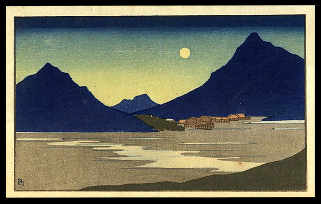 Lilian Miller Woodblock - Crescent Moon, Korea: Artist: Miller, Lilian May, 1895-1943 Title: The Crescent Moon Rides Low, Korea Medium: woodblock Image Size: 3 x 5 inches Provenance: Lilian Miller Estate Illustrated: