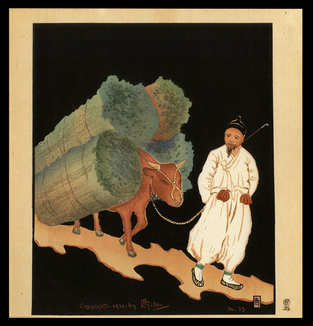 Lilian Miller Woodblock - Way to the Market, Korea: Artist: Miller, Lilian May, 1895-1943 Title: On the Way to the Brushwood Market, Korea Date: 1921 Medium: woodblock Image Size: 9 x 7 1/8 inches Provenance: Lilian Mill