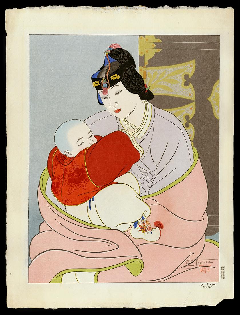 Paul Jacoulet Woodblock - Le Tresor, Coree: Artist: Jacoulet, Paul, 1902-1960 Title: Le Tresor, Coree Edition: 152/250 Date: 1940 Medium: woodblock Dimensions: 15 1/4 x 11 3/4 inches Illustrated: M