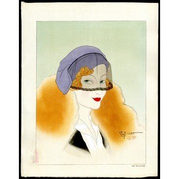 Paul Jacoulet Woodblock: Title: Une Parisienne Artist: Jacoulet, Paul, 1902-1960 Edition: 44/150 Kan
