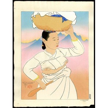 Paul Jacoulet Woodblock: Title: La Blanchisseuse. Coree Artist: Jacoulet, Paul, 1902-1960 Edition: 3