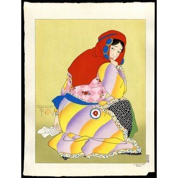 Paul Jacoulet Woodblock: Title: Le Billet Doux. Mongole Artist: Jacoulet, Paul, 1902-1960 Edition: 8