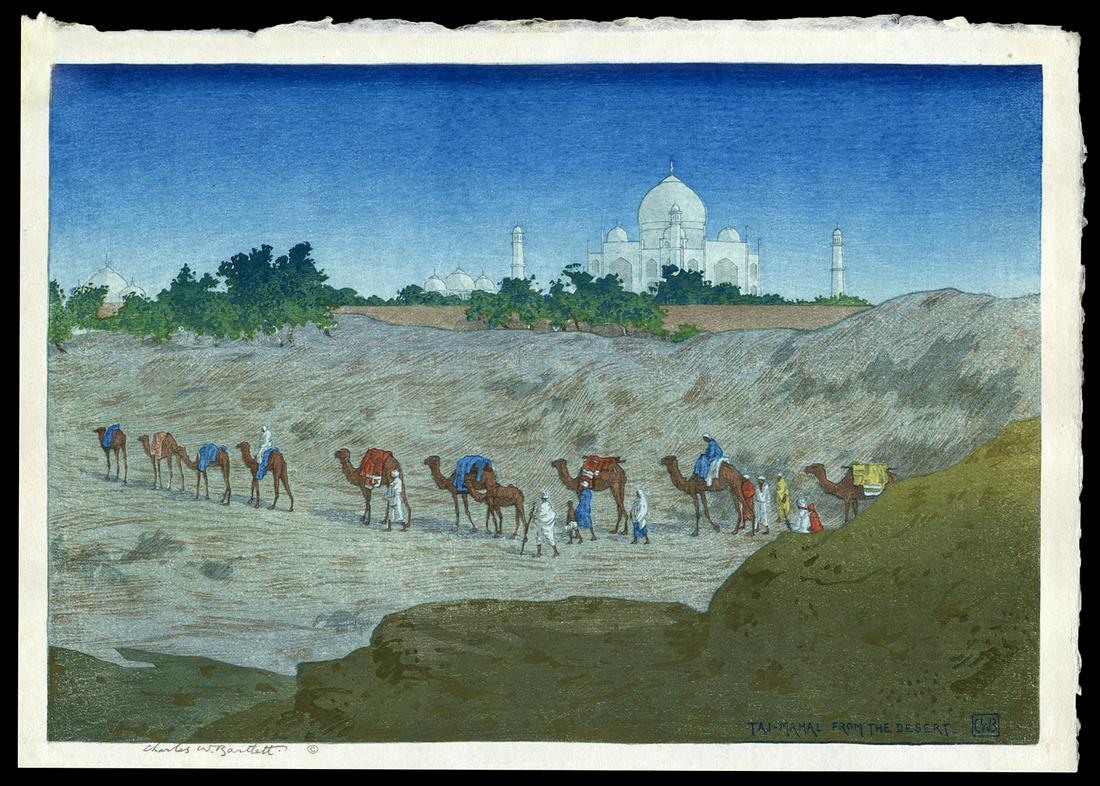Charles W. Bartlett Woodblock - Taj-Mahal Desert: Artist: Bartlett, Charles W., 1860-1940 Title: Taj-Mahal From the Desert Date: 1919 Medium: woodblock Dimensions: 9 7/8 x 14 3/8 inches Illustrated: Bartlett, pl. 12
