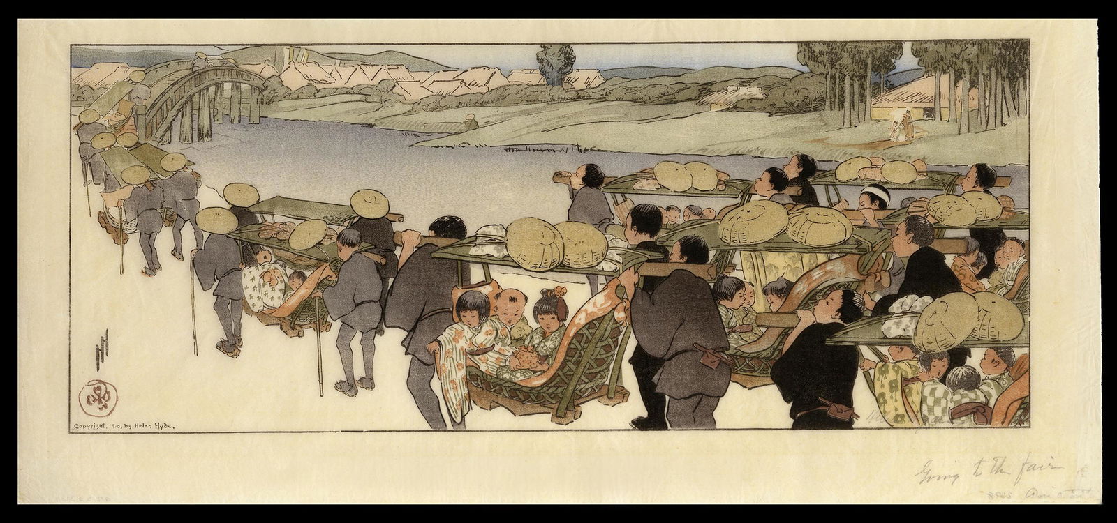 Helen Hyde Woodblock - Going to the Fair: Artist: Hyde, Helen, 1868-1919 Title: Going to the Fair Date: 1910 Medium: woodblock Dimensions: 7 3/4 x 19 1/8 inches Illustrated: Hyde, pl. 86 Notes: P