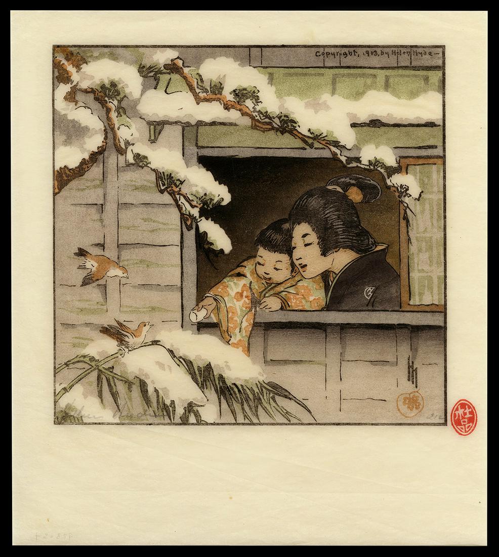 Helen Hyde Woodblock - My Neighbors: Artist: Hyde, Helen, 1868-1919 Title: My Neighbors Date: 1913 Medium: woodblock Dimensions: 7 x 7 1/8 inches Illustrated: Hyde, pl. 111 Notes: Tobin coll