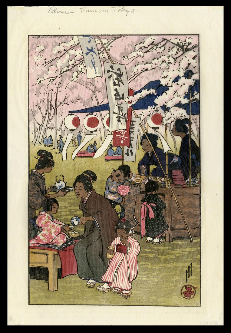 Helen Hyde Woodblock - Blossom Time in Tokyo: Artist: Hyde, Helen, 1868-1919 Title: Blossom Time in Tokyo Date: 1914 Medium: woodblock Dimensions: 15 7/8 x 9 7/8 inches Illustrated: Hyde, pl. 115 Notes:<