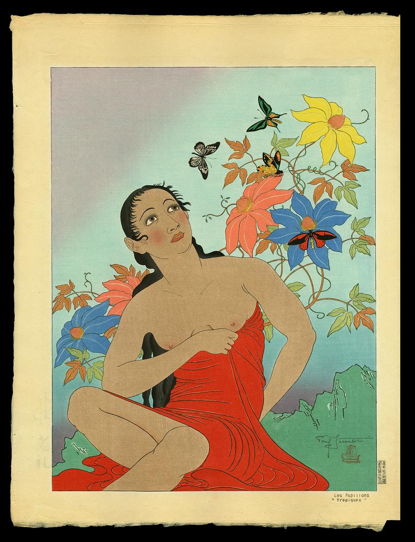 Paul Jacoulet Woodblock - Les Papillons Tropiques: Artist: Jacoulet, Paul, 1902-1960 Title: Les Papillons Tropiques Edition: 132/350 Date: 1939 Medium: woodblock Dimensions: 15 1/8 x 11 3/4 inches Illustrated
