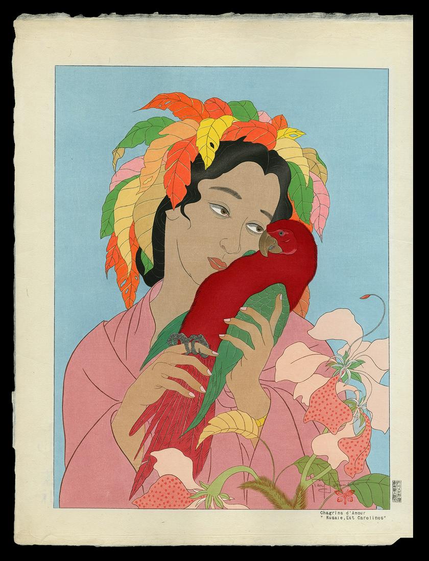 Paul Jacoulet Woodblock - Chagrins d'Amour: Artist: Jacoulet, Paul, 1902-1960 Title: Chagrins d'Amour Edition: 319/350 Date: 1940 Medium: woodblock Dimensions: 15 1/4 x 11 5/8 inches Illustrated: M