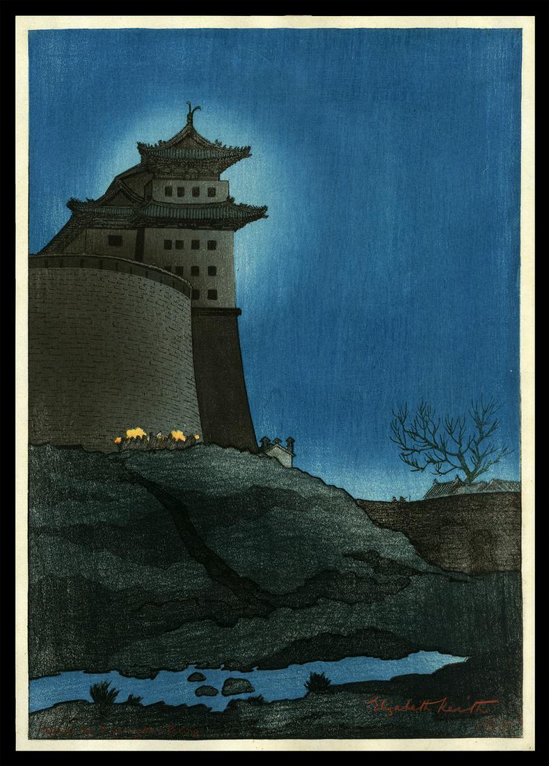 Elizabeth Keith Woodblock - Outside the Te-Sheng-Men: Artist: Keith, Elizabeth, 1887-1956 Title: Outside the Te-Sheng-Men, Peking Date: 1921 Medium: woodblock Dimensions: 14 7/8 x 10 3/8 inches Illustrated: Keith, pl. 2