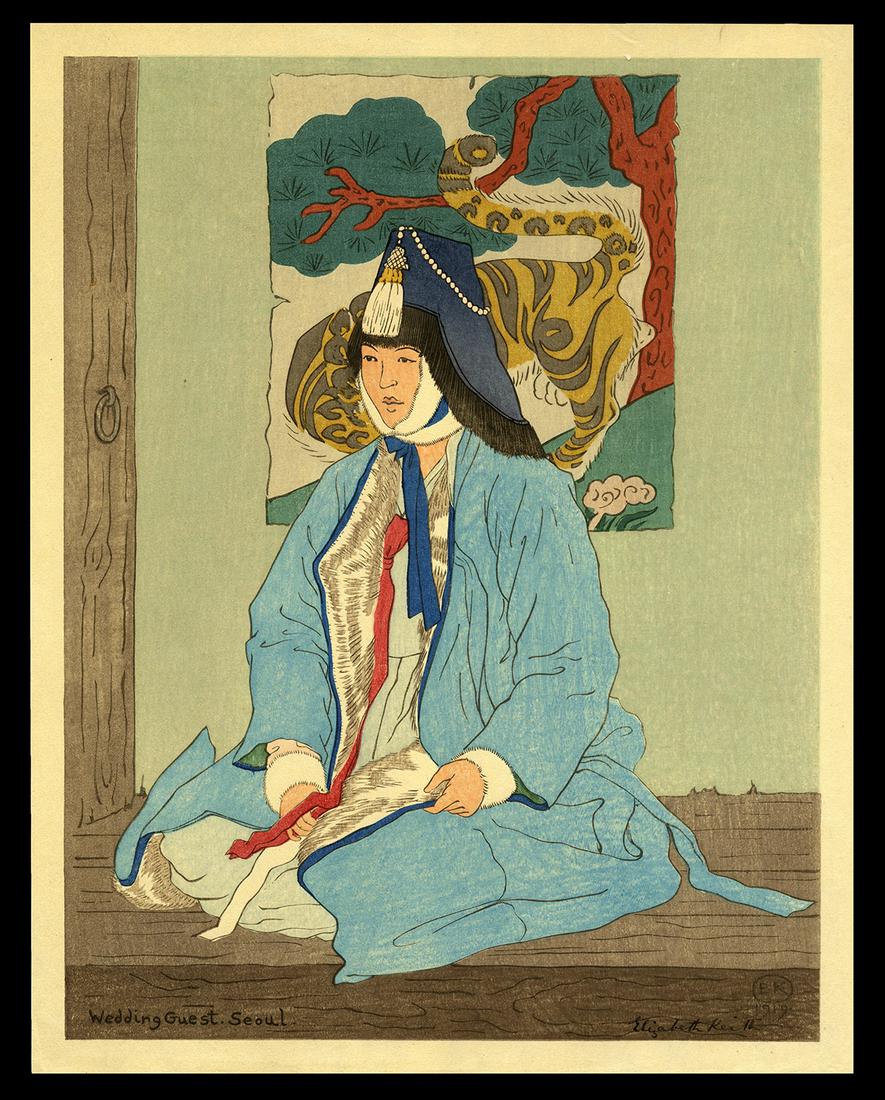 Elizabeth Keith Woodblock - Wedding Guest, Seoul: Artist: Keith, Elizabeth, 1887-1956 Title: Wedding Guest, Seoul Date: 1919 Medium: woodblock Dimensions: 14 1/4 x 9 3/8 inches Illustrated: Keith, pl. 66 Not