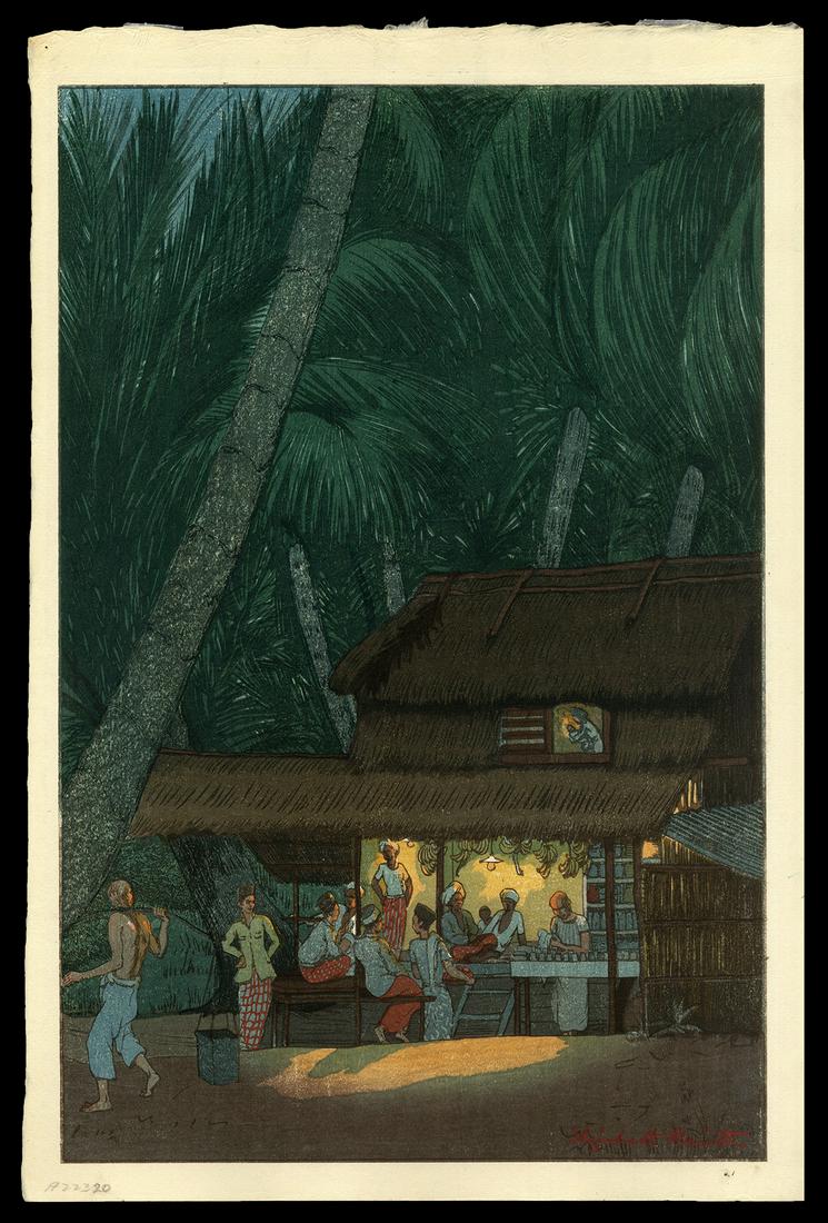 Elizabeth Keith Woodblock - Night Scene, Malacca: Artist: Keith, Elizabeth, 1887-1956 Title: Night Scene, Malacca Date: 1924 Medium: woodblock Dimensions: 14 7/8 x 9 3/4 inches Illustrated: Keith, pl. 89 Not