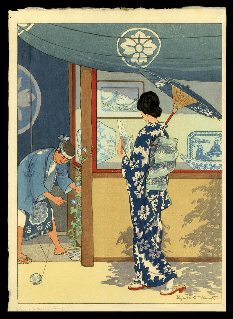 Elizabeth Keith Woodblock - Blue and White: Artist: Keith, Elizabeth, 1887-1956 Title: Blue and White Date: 1925 Medium: woodblock Dimensions: 14 7/8 x 10 7/8 inches Illustrated: Keith, pl. 97 Notes:</