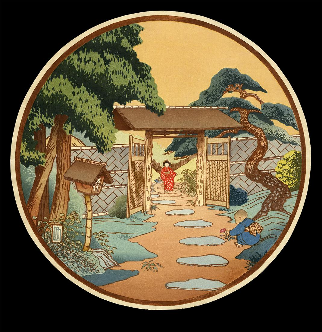Lilian May Miller Woodblock - Garden Gate, Omori Japan: Artist: Miller, Lilian May, 1895-1943 Title: Garden Gate, Omori Japan Date: 1928 Medium: woodblock Dimensions: 11 3/4 x 11 3/4 inches Illustrated: Miller, fig. 71