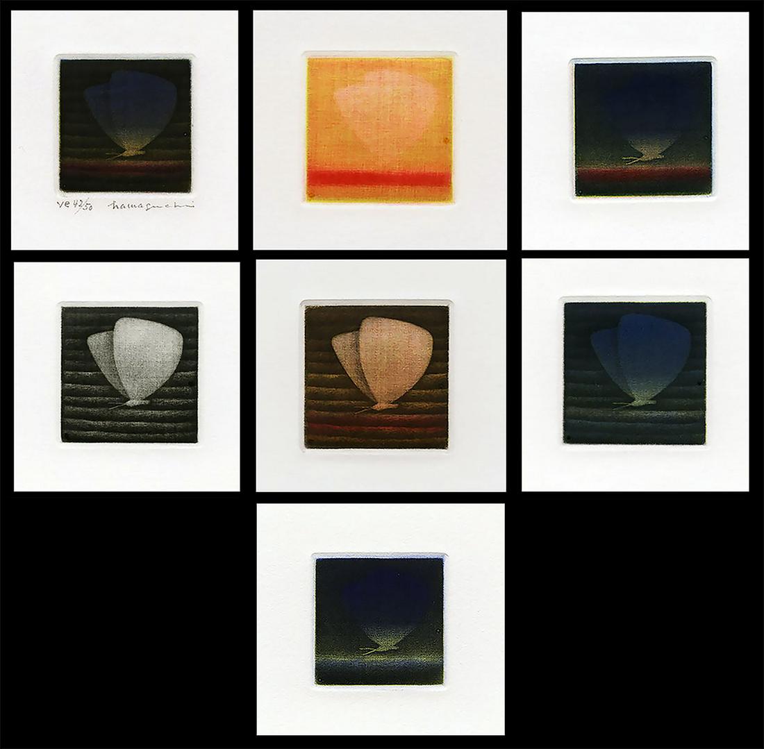 Yozo Hamaguchi Mezzotint - Blue Butterfly (7 States): Artist: Hamaguchi, Yozo, 1909-2000 Title: Blue Butterfly (Seven States) Edition: VE 42/50 Date: 1982-89 Medium: mezzotint Image Size: 1 3/4 x 1 3/4 inches Il