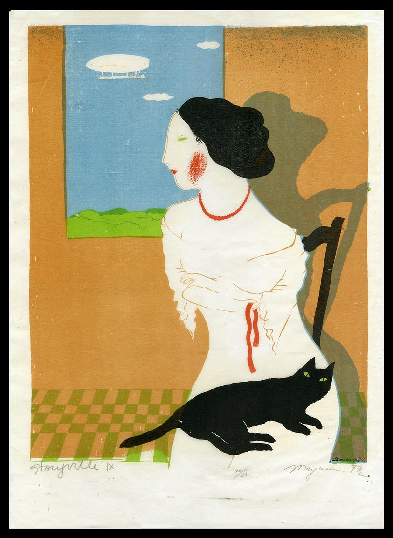 Mayumi Oda Silkscreen - Storyville IX: Artist: Oda, Mayumi , b. 1941 Title: Storyville IX Edition: 45/50 Date: undated Medium: silkscreen Image Size: 27 3/8 x 21 3/4 inches Notes: Pencil signa