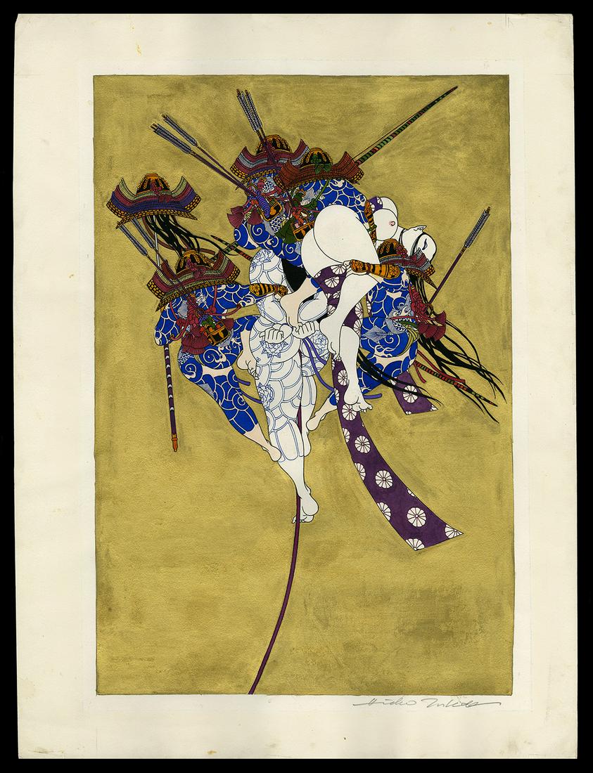 Hideo Takeda Original Work- Dan-no -Ura-Genji: Artist: Takeda, Hideo, b. 1948 Title: Dan-no -Ura-Genji Series: Genpei Series Date: c. 1980s Medium: gouache, ink, and color on paper Image Size: 21 x 14 1/2 inches