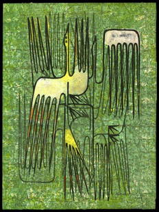 Hodaka Yoshida Woodblock: Title: Birds Artist: Yoshida, Hodaka, 1926-1995Date: 1954Medium: woodblockDimens