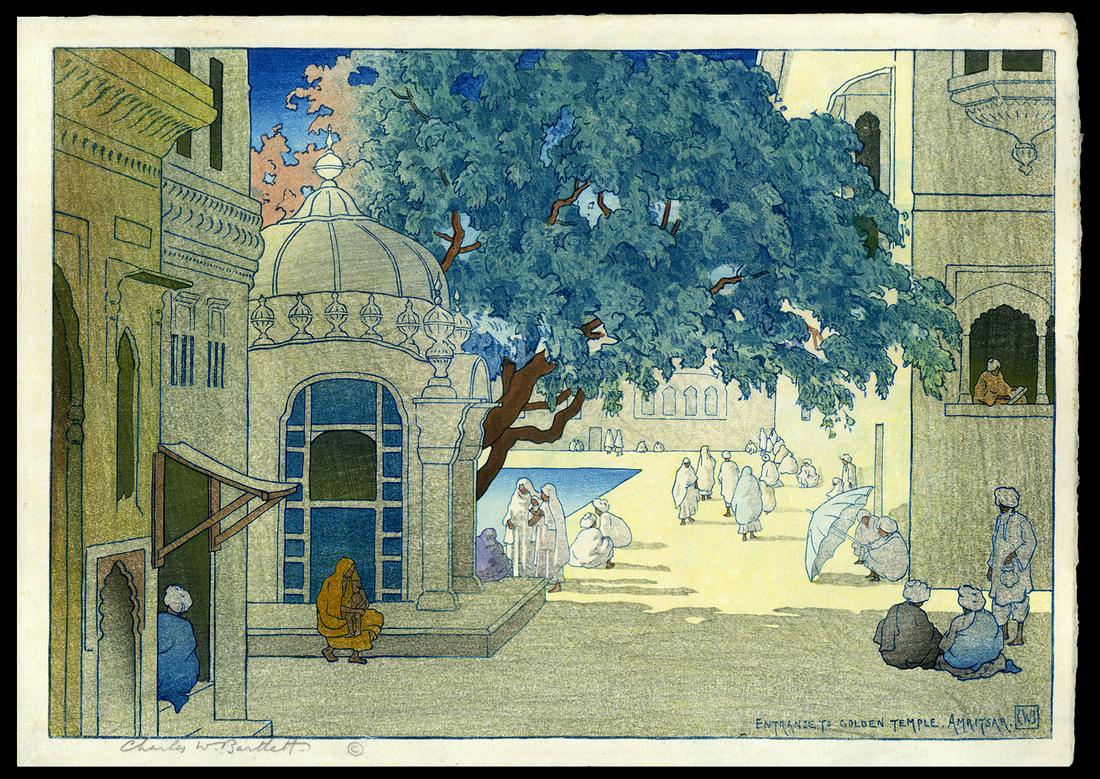 Charles Bartlett Woodblock - Entrance to Golden Temple (1 of 2)