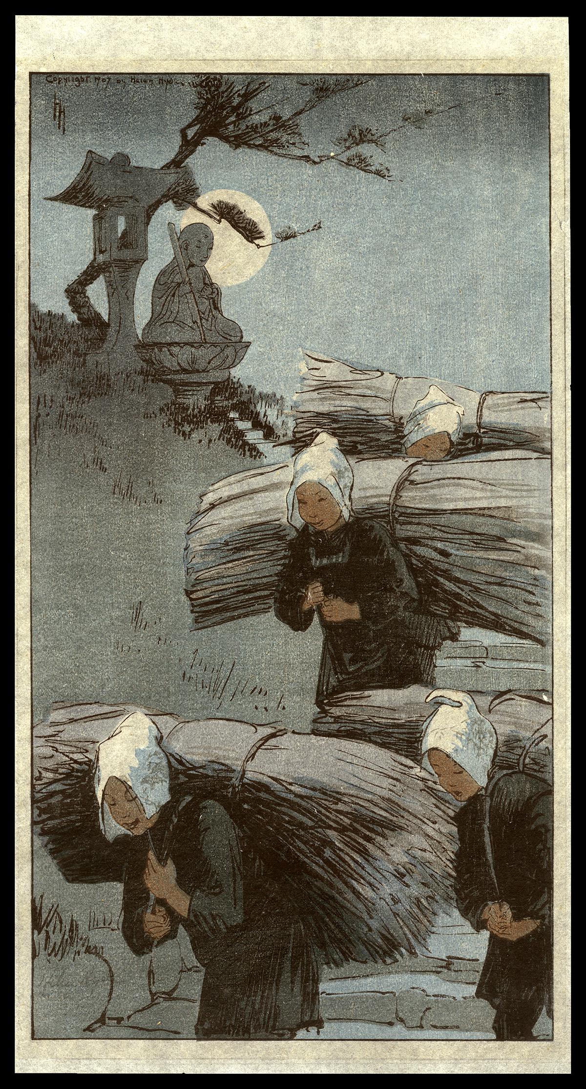 Helen Hyde Woodblock - The Return (1 of 2)