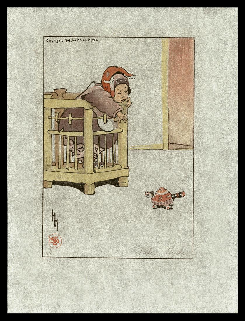 Helen Hyde Woodblock - Miss Apricot Cloud (1 of 2)