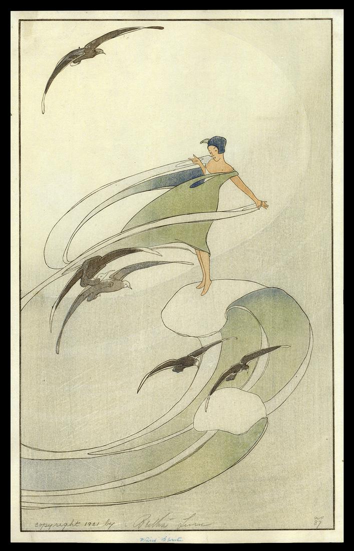 Bertha Lum Woodblock - Wind Sprite (1 of 2)