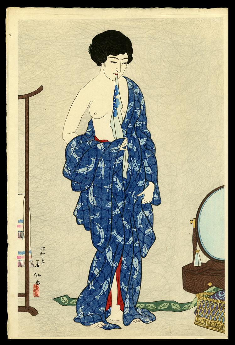 Natori Shunsen Woodblock - After a Bath (1 of 2)