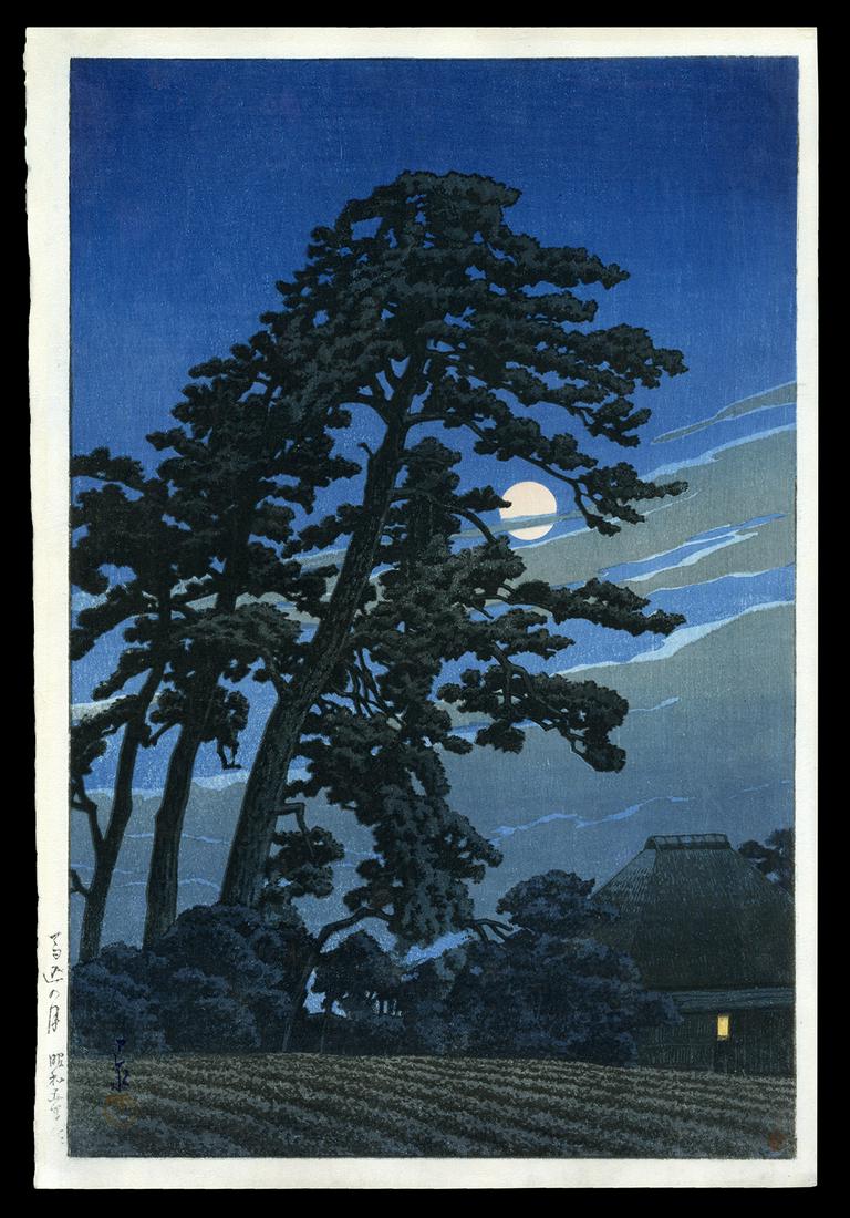 Kawase Hasui Japanese Print - Full Moon at Magome (1 of 2)