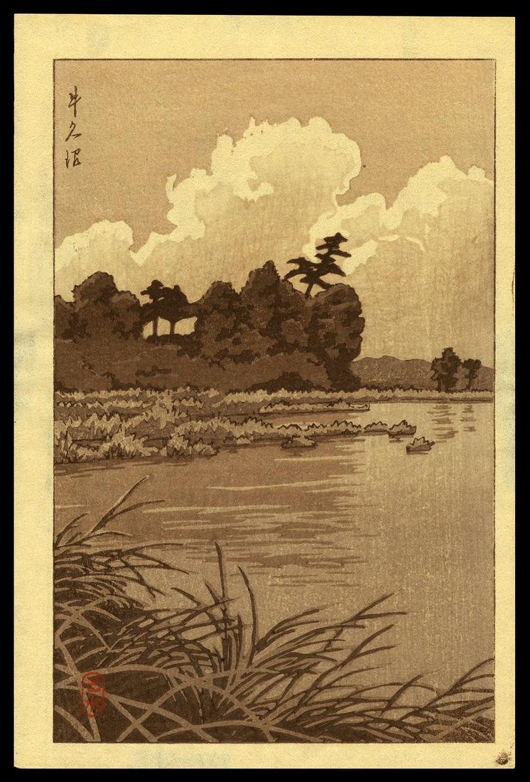 Kawase Hasui Japanese  Woodblock Print - Ushiku Marsh (1 of 2)