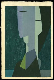 Hodaka Yoshida Woodblock: Title: Face Artist: Yoshida, Hodaka, 1926-1995Date: 1953Medium: woodblockDimensi