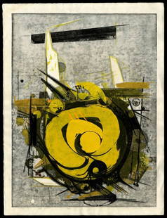 Hodaka Yoshida Woodblock: Title: Gift, Yellow Artist: Yoshida, Hodaka, 1926-1995Edition: 21/50Date: 1962Me