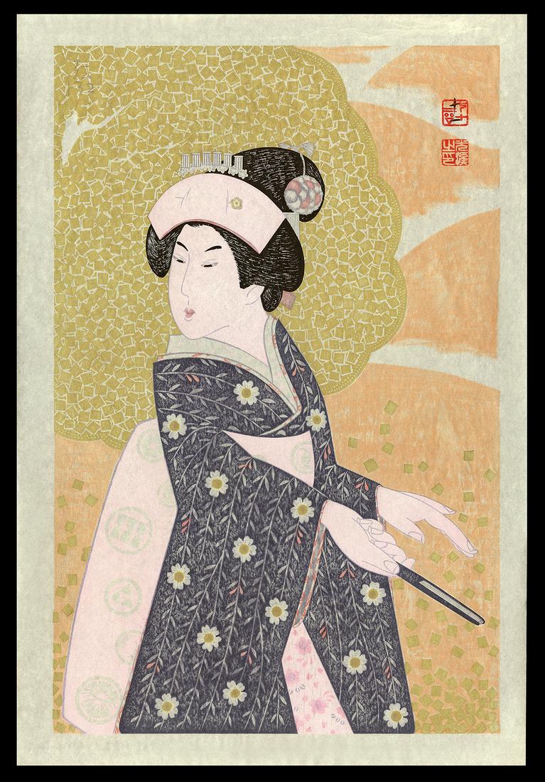 Tsuruya Kokei Woodblock - Flowers from ""Dojoji"" (1 of 3)