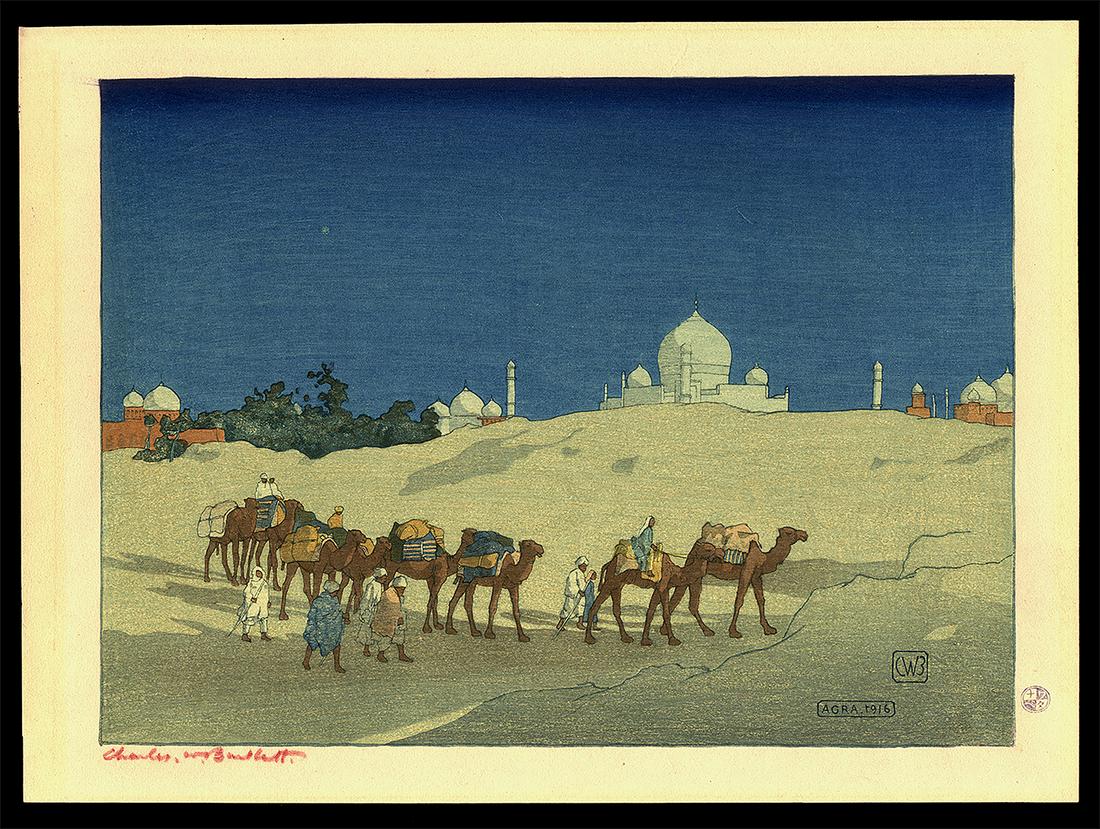 Charles W. Bartlett Woodblock - Agra (1 of 2)