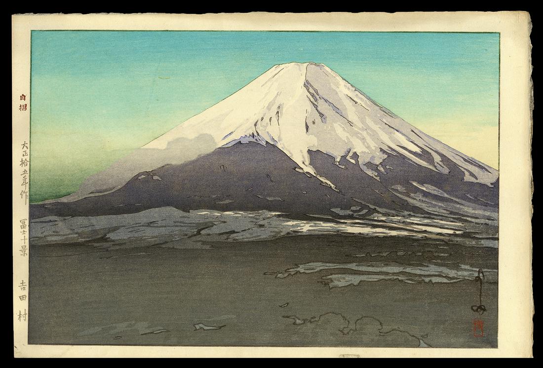 Hiroshi Yoshida Woodblock - Fuji from Yoshida: Artist: Yoshida, Hiroshi, 1876-1950 Title: Fuji from Yoshida Series: Ten Views of Fuji Date: 1926 Medium: woodblock Image Size: 9 3/4 x 14 1/2 inches Illustr