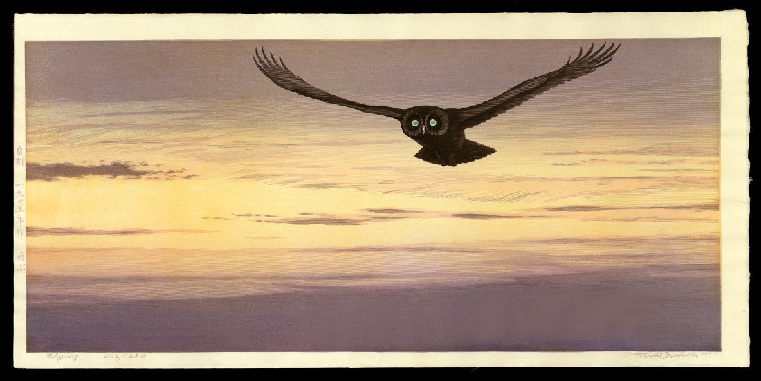 Toshi Yoshida Woodblock - Flying (1 of 2)