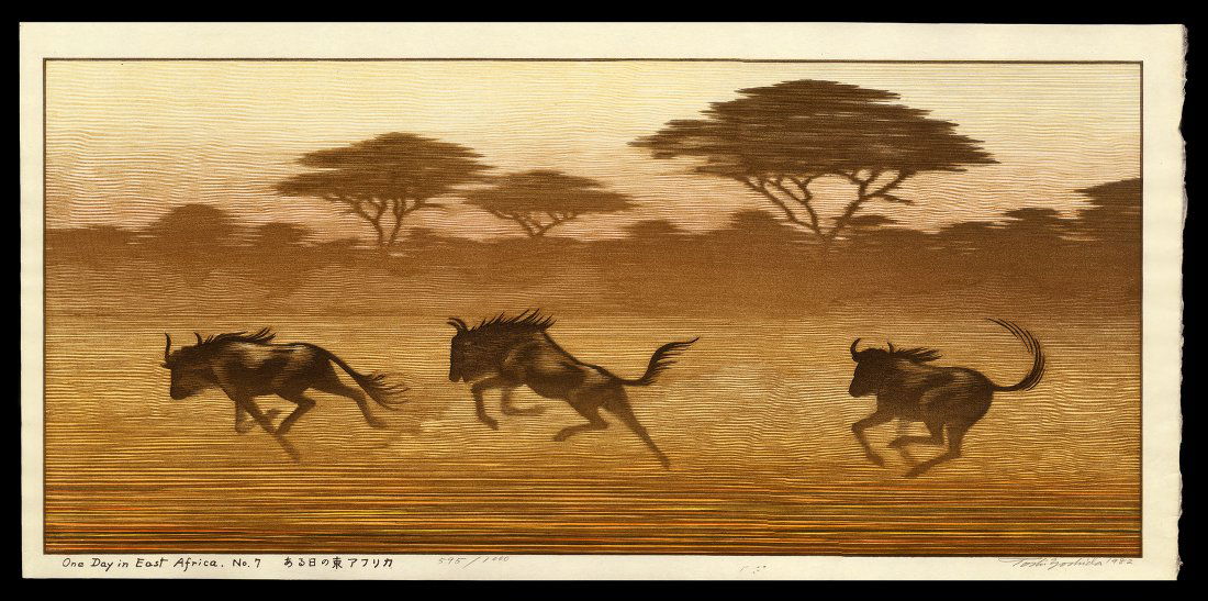 Toshi Yoshida Woodblock - One Day in East Africa No. 7 (1 of 2)